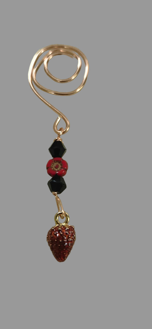 Handcrafted strawberry teabag weight